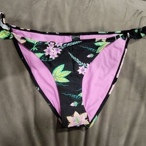 Topshop Black/Multi Floral Frill Tanga Bottoms SZ 14
